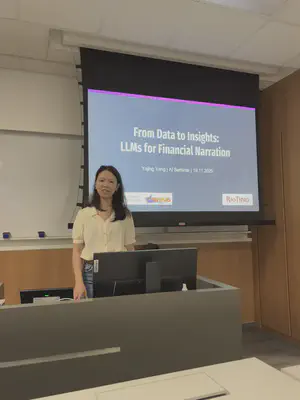 Yajing Yang discussing financial report generation