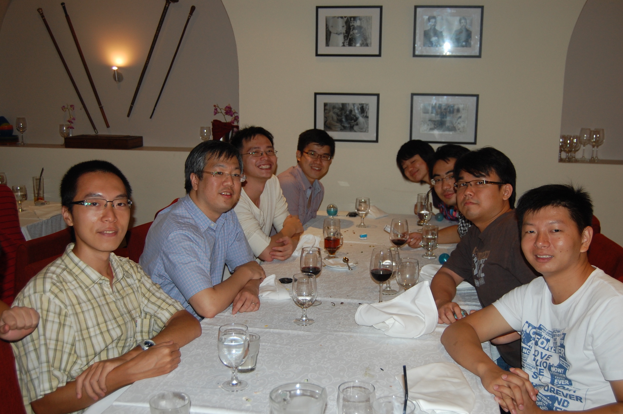 <b>6 Aug 2012 - Shiraz @ Clarke Quay</b><br> Front to Back: Left row : Anqi Cui, Min-Yen Kan, Jin Zhao, Jun Ping Ng Right row: Zhong Ming Dai, Eric Yulianto, Xiangnan He, Tao Chen